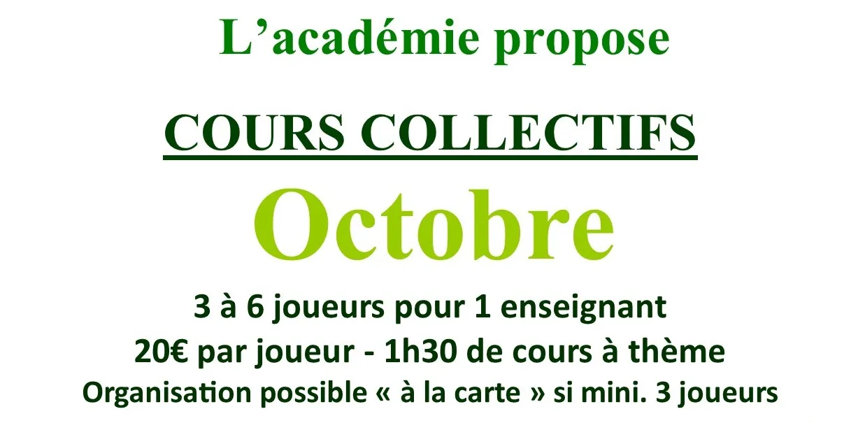 Cours collectifs d'Octobre