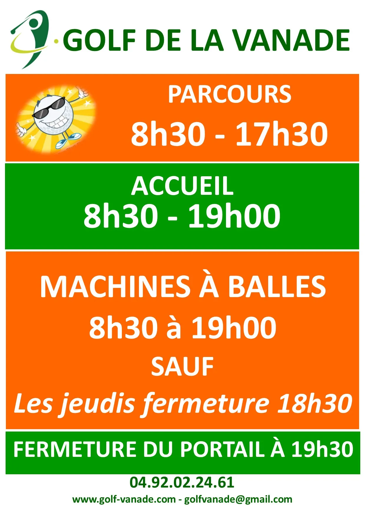 Nouveaux Horaires au 1er Octobre